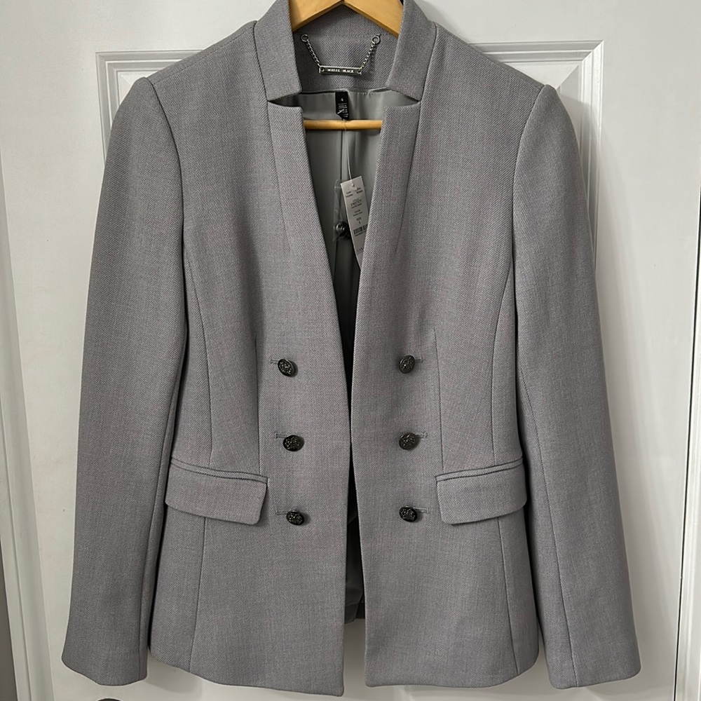 Grey blazer with military style buttons